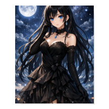 Moon anime queen in black dress