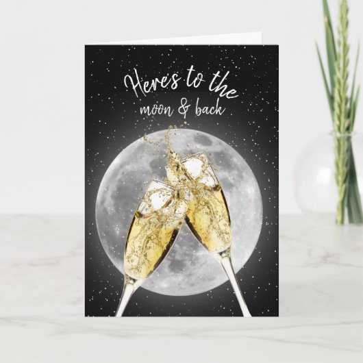 Moon Anniversary Champagne Toast Card Karte (Vorderseite)