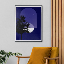 Moon Art Bohemisch Style, Stretched groß fertig Leinwanddruck