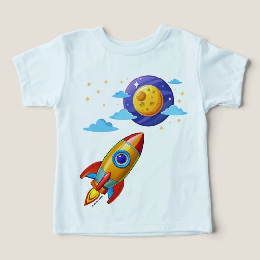Moon Astronaut Rocket Ship Kids T - Shirt (Design Vorderseite)