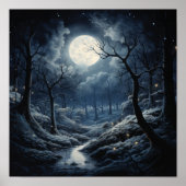 Moon at Night Sky Poster - Atemberaubender Kunstdr (Vorne)