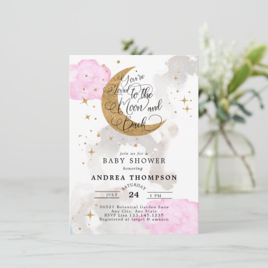 Moon Baby Dusche Einladung (Stehend Vorderseite)