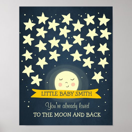 Moon Baby Dusche Gästebuch Sterne Zum Mond (Vorne)