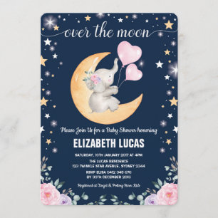Moon Baby Dusche / Girly Elephant Twinkle Star Einladung