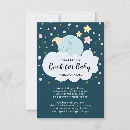 Moon Baby Shower Book for Baby Card Einladung (Vorderseite)