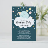 Moon Baby Shower Book for Baby Card Einladung (Stehend Vorderseite)