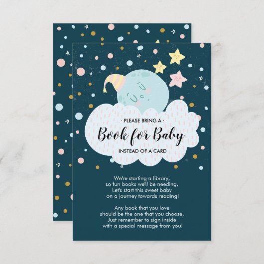 Moon Baby Shower Book for Baby Card Einladung (Vorne/Hinten)