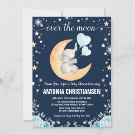 Moon Baby Shower / Twinkle Star Elephant Baby Boy Einladung