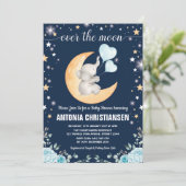 Moon Baby Shower / Twinkle Star Elephant Baby Boy Einladung (Stehend Vorderseite)