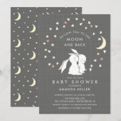Moon & Back Bunny Baby Dusche Einladung (Vorne/Hinten)