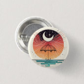Moon Balancing Rainfall in Boho Line Art Button (Vorne & Hinten)