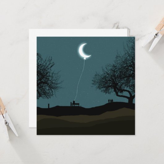 Moon Balloon Karte (Vorderseite/Rückseite Beispiel)