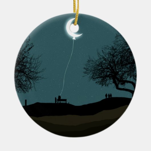 Moon Balloon Keramik Ornament (Vorne)