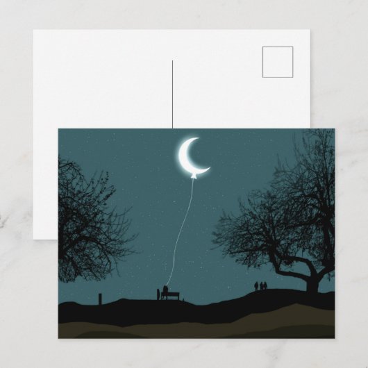 Moon Balloon Postkarte (Vorne/Hinten)