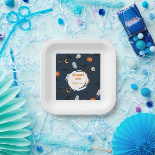 Moon Bat Dark Blue Halloween-Party Niedlich Pappteller (Party)