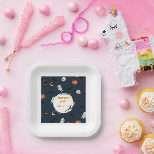 Moon Bat Dark Blue Halloween-Party Niedlich Pappteller (Party)