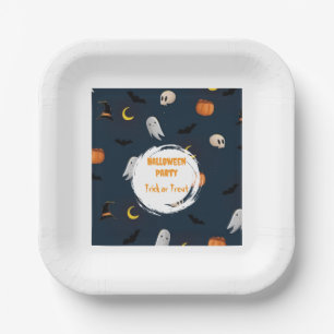 Moon Bat Dark Blue Halloween-Party Niedlich Pappteller