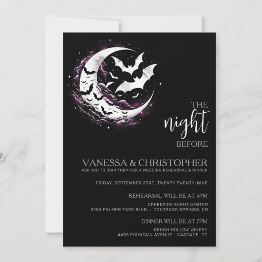 Moon Bats Night Before Wedding Probe Einladung (Vorderseite)