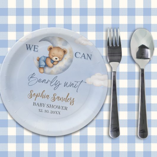 Moon Bear Baby Shower Paper Plates Pappteller