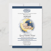 Moon Bear Sleeping Baby Boy Muslim Aqiqah Aqeeqa Einladung (Vorderseite)