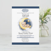 Moon Bear Sleeping Baby Boy Muslim Aqiqah Aqeeqa Einladung (Stehend Vorderseite)