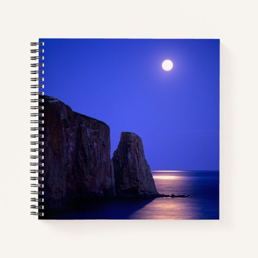 Moon bei Dämmerung | Perce Rock Gaspe Coast Quebec Notizblock (Vorderseite)