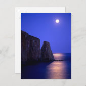 Moon bei Dämmerung | Perce Rock Gaspe Coast Quebec Postkarte (Vorne/Hinten)