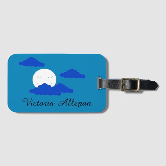 Moon bei Early Dusk: Blau Gepäckanhänger (Vorderseite (Horizontal))