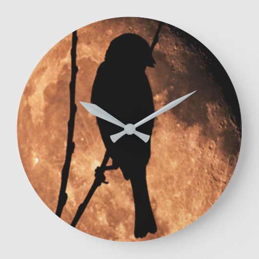 Moon Bird Clock Große Wanduhr (Vorderseite)