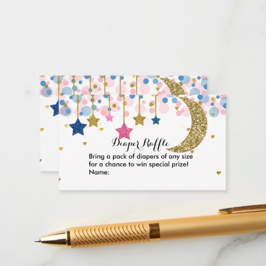 Moon Blue Pink Diaper Umschließung C Begleitkarte (Vorderseite/Rückseite Beispiel)