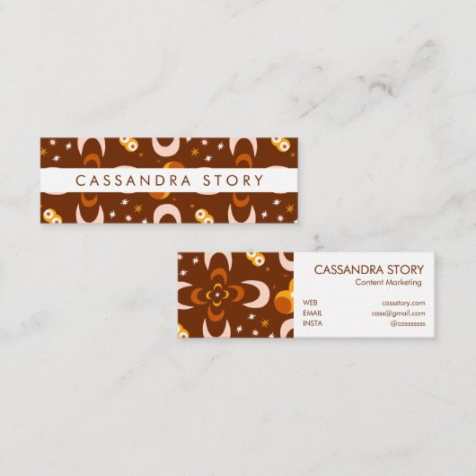 Moon Blume Moderne Patternskarte Mini Visitenkarte (Vorne/Hinten)