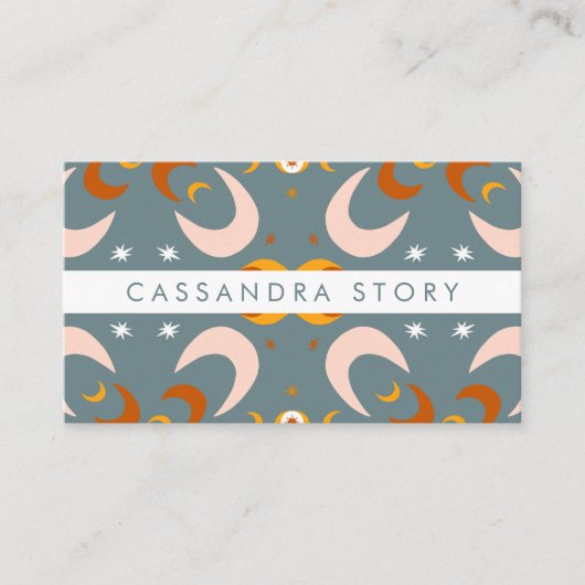 Moon Blume Modernes Muster Visitenkarte (Vorderseite)