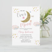 Moon Blush Pink Babydusche Einladung (Stehend Vorderseite)