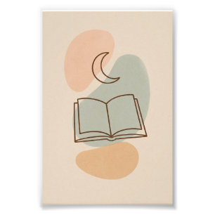 Moon & Book Minimalistisch Poster