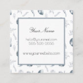 Moon & Botanical Art Blue Gran Quadratische Visitenkarte (Rückseite)