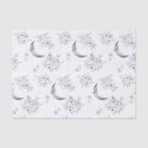 Moon & Botanisches Kunstmuster Blau-Grau