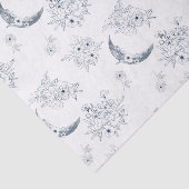 Moon & Botanisches Kunstmuster Blau-Grau Seidenpapier (Ausschnitt)