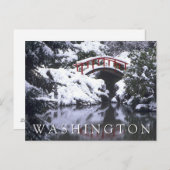 Moon Bridge & Pond im Winter | Happy Birthday Postkarte (Vorne/Hinten)