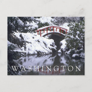 Moon Bridge & Pond im Winter Happy Birthday Postkarte