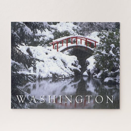 Moon Bridge & Pond im Winter | Seattle, Washington Puzzle (Horizontal)
