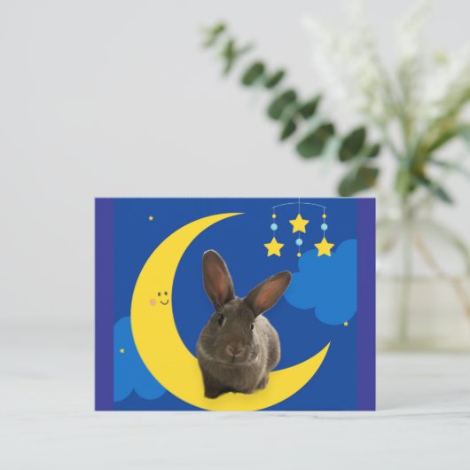 Moon Bunny Postkarte (Stehend Vorderseite)