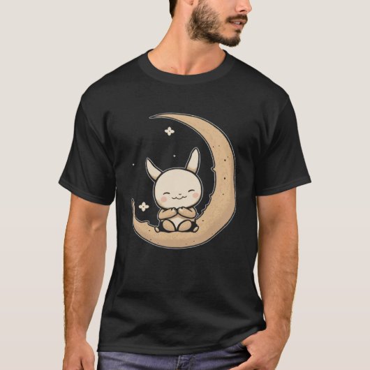 Moon Bunny Rabbit Sitting In Crescent Moon Easter T-Shirt (Vorderseite)