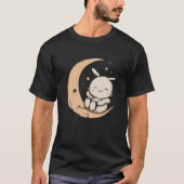 Moon Bunny Rabbit sitzend in Crescent Moon Oster T-Shirt (Vorderseite)