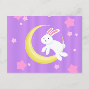 Moon Bunny Stars Postkarte