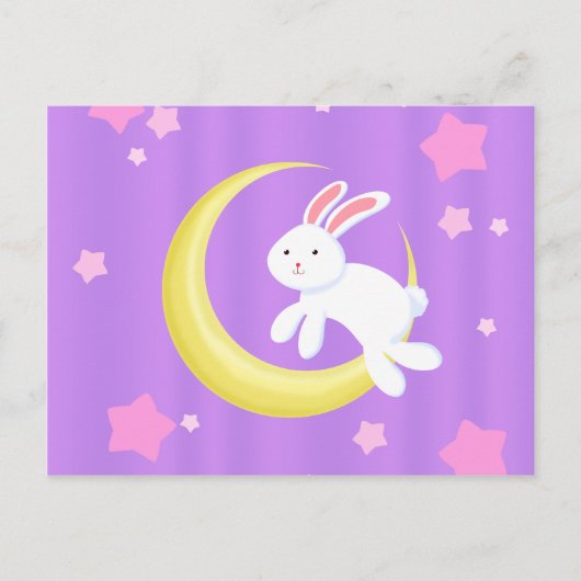 Moon Bunny Stars Postkarte (Vorderseite)