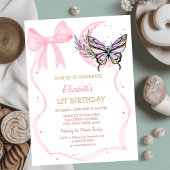 Moon Butterfly Bow gestreift Geburtstag Einladung