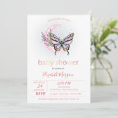Moon Butterfly Dotted Baby Shower Einladung (Stehend Vorderseite)