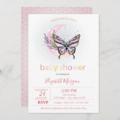 Moon Butterfly Dotted Baby Shower Einladung (Vorne/Hinten)