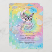Moon Butterfly Stars & Clouds Tie Dye Baby Shower Einladung (Vorne/Hinten)