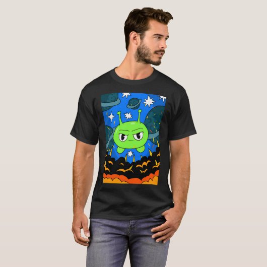 Moon Cake Final Space. Explosionen und Planeten. T-Shirt (Vorne ganz)